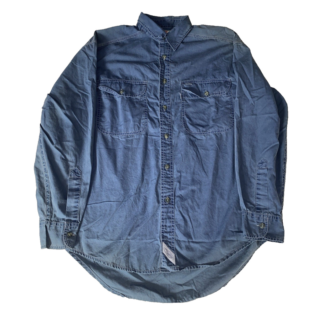 Vintage 90S Levi’s Shirt Button-Up Faded Blue Men’s Size Medium